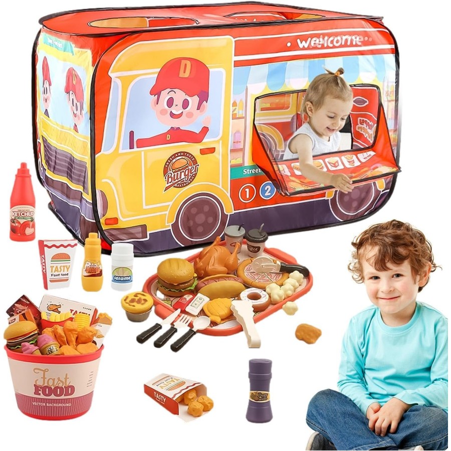 Kids Realistic Hamburger Toy Set with Tray