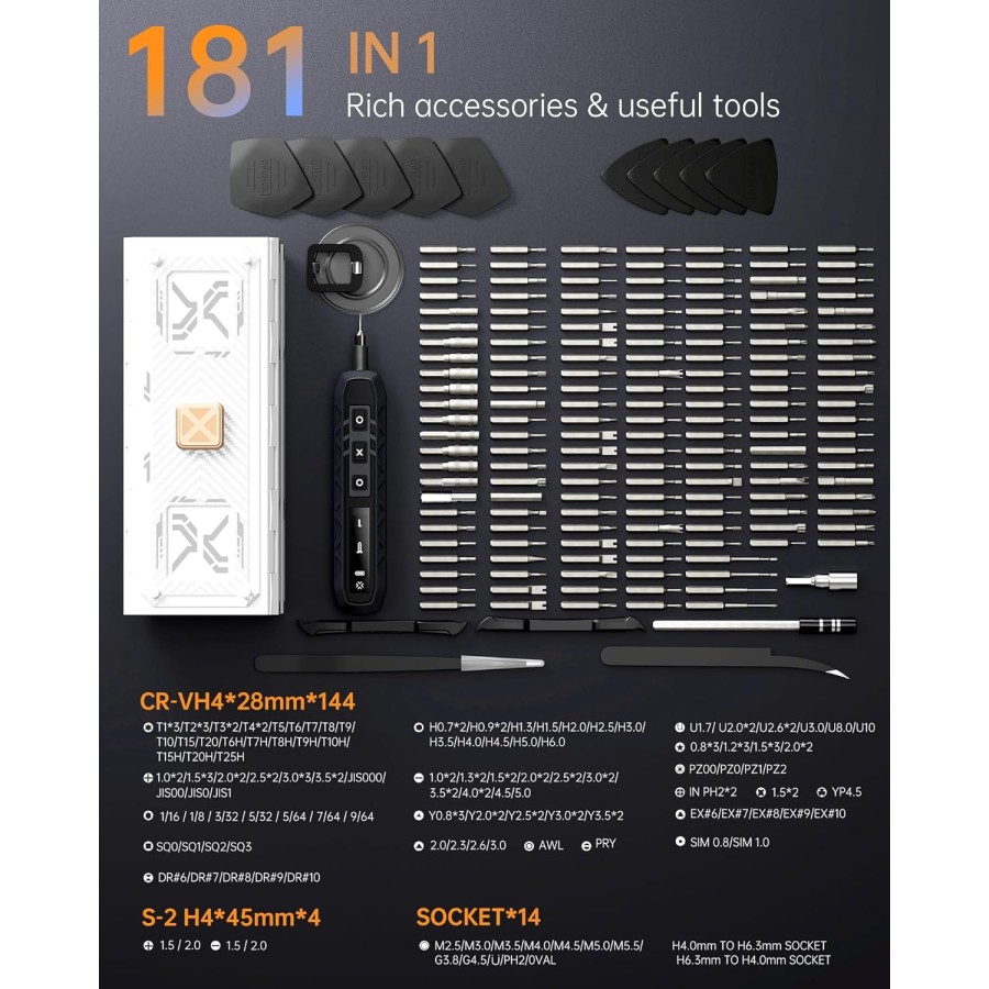 Professional 181-in-1 Electric Precision Screwdriver & Repair Kit