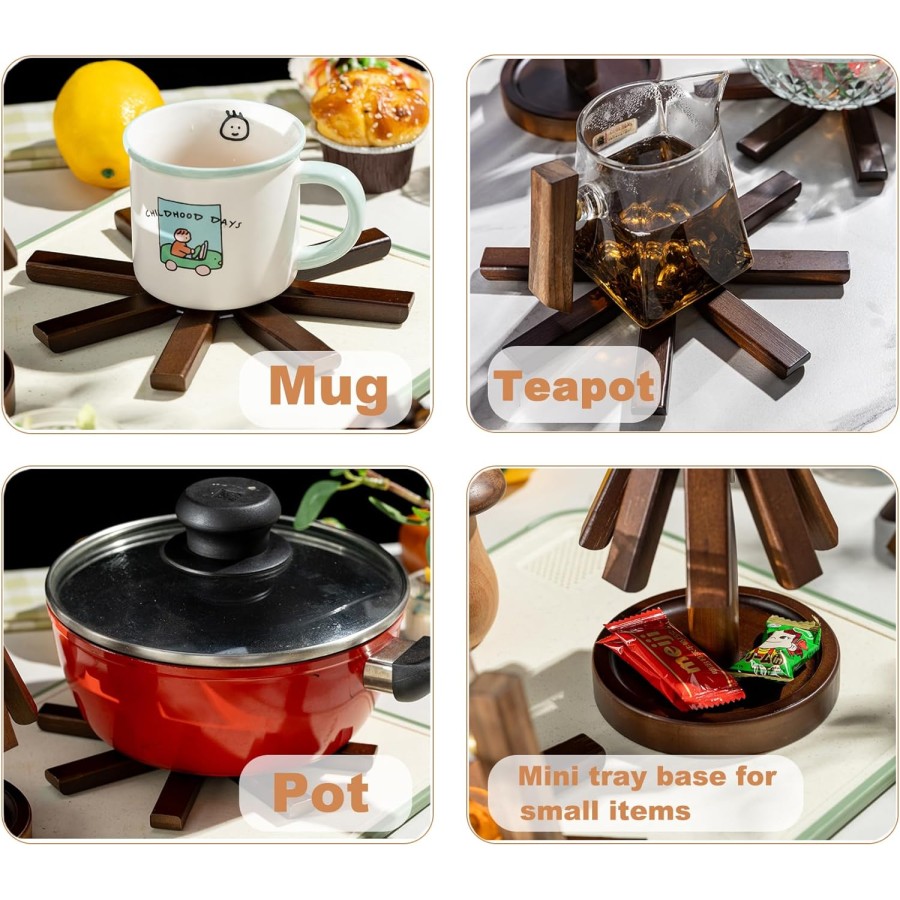 Wooden Tree Shape Trivet 4pcs Set Hot Dish Holders