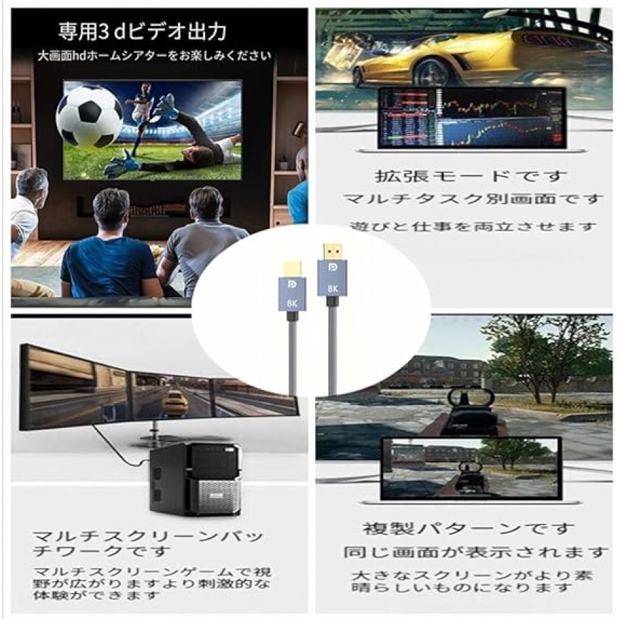 8K Display Port Cable, DP to DP Cable -2m