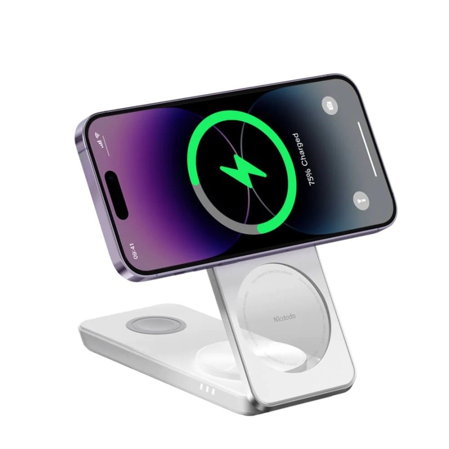 Mcdodo CH-1150 3in1 Foldable Magnetic Wireless Charger And Stand - White