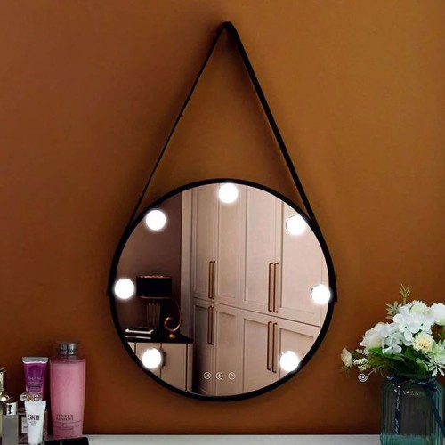 Wall Hang Framed LED Mirror with Strap Round