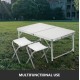 Aluminum Folding Picnic Table, with 2 Benches - White