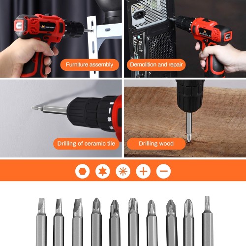 112Pcs Household Tools with 36V Drill Cordless Repair Kit Tool Set