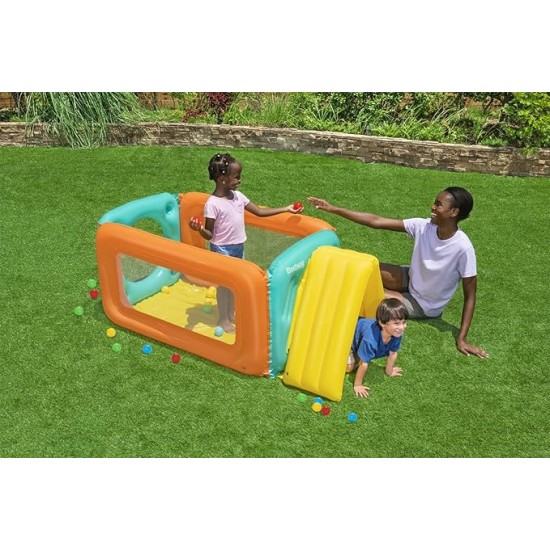 Bestway Tunneltopia Ball Pit  Kids Inflatable Ball Pit and Play Centre 25 Play Balls, Ages 2+