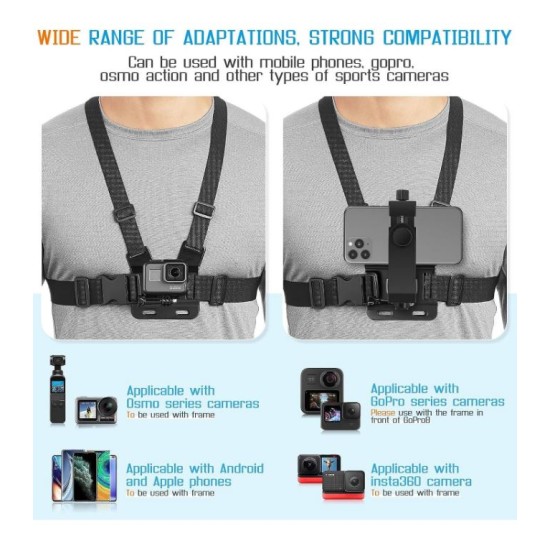 Universal Action Camera Phone Holder Chest Belt Strap