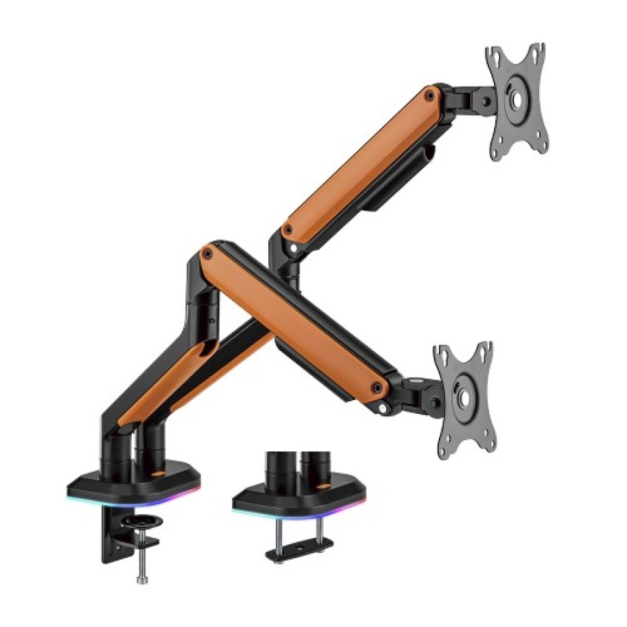 Sades Apep SA-MS02 RGB Dual Monitor Mount Arm (Max Screen size 32"/9KG Per ARM) - Orange