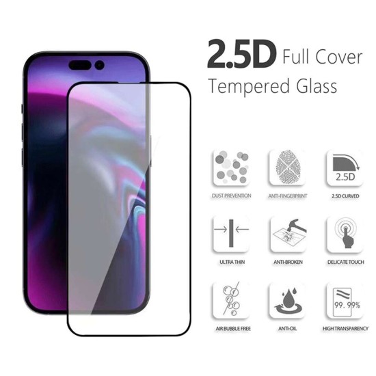 9H Four Dimensional Anti Dust Tempered Glass iPhone 14 Pro - Black