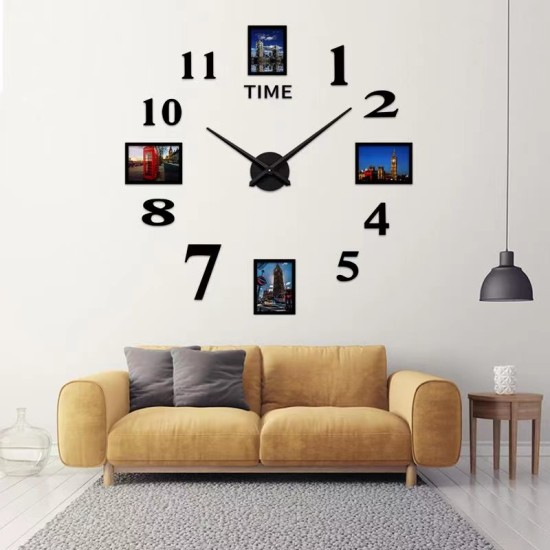 Home Wall Clock 3D DIY Mirror Stickers Self Adhesive London Clock Home Wall Clock 3D DIY Mirror Stickers Self Adhesive London Clock