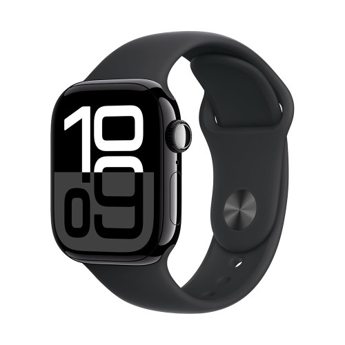 Apple Watch Series 10 GPS + Cellular 46mm Jet Black Aluminium Case with Black Sport Band - M/L