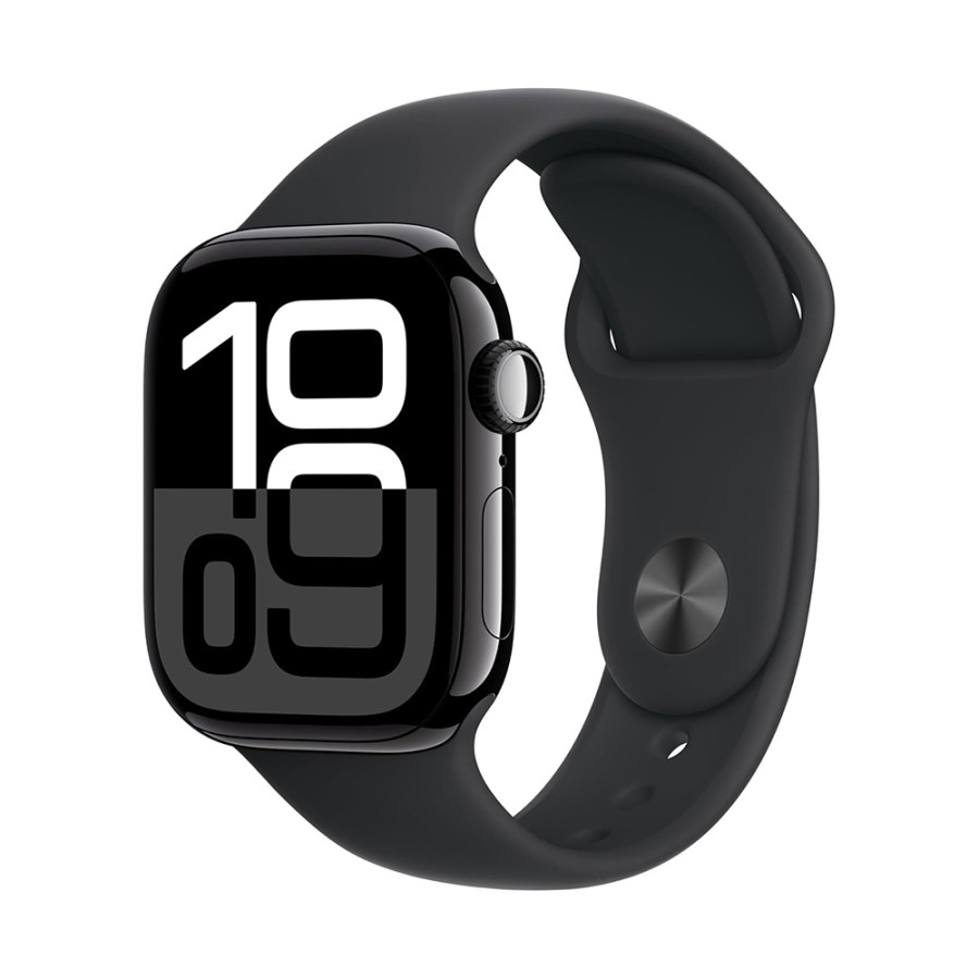 Apple Watch Series 10 GPS 46mm Jet Black Aluminium Case with Black Sport Band - M/L