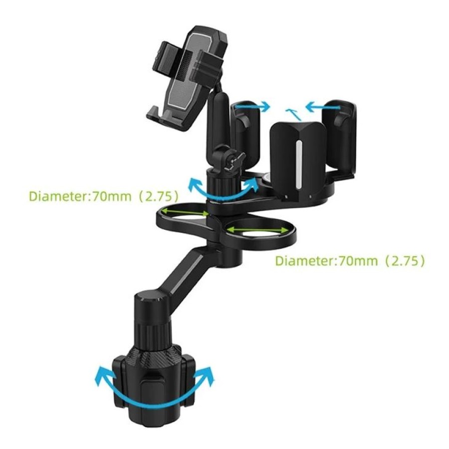 D04 Car Cup & Phone Holder with Snack Tray