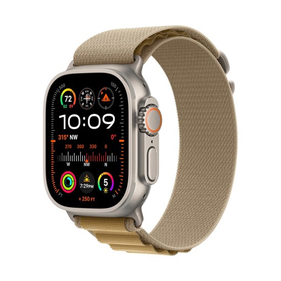 Apple Watch Ultra 2 GPS + Cellular 49mm Natural Titanium Case with Tan Alpine Loop - Medium