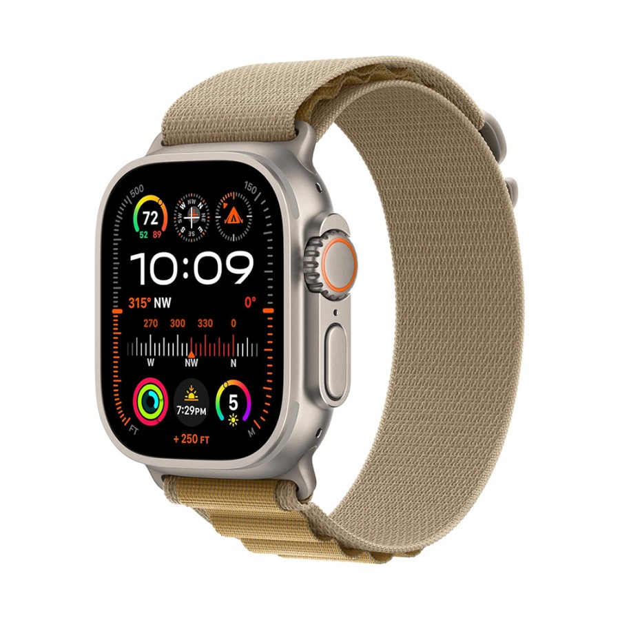 Apple Watch Ultra 2 GPS + Cellular 49mm Natural Titanium Case with Tan Alpine Loop - Large