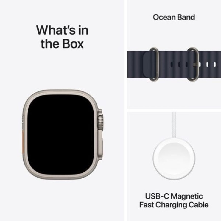 Apple Watch Ultra 2 GPS + Cellular 49mm Natural Titanium Case with Navy Ocean Band Apple Watch Ultra 2 GPS + Cellular 49mm Natural Titanium Case with Navy Ocean Band