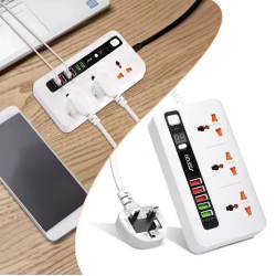 ASPOR A503 8 in 1 2500W Power Strip with Three Triple Sockets and Five USB Ports