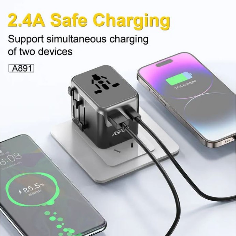 Aspor A891 2.4A Universal World Travel Charger
