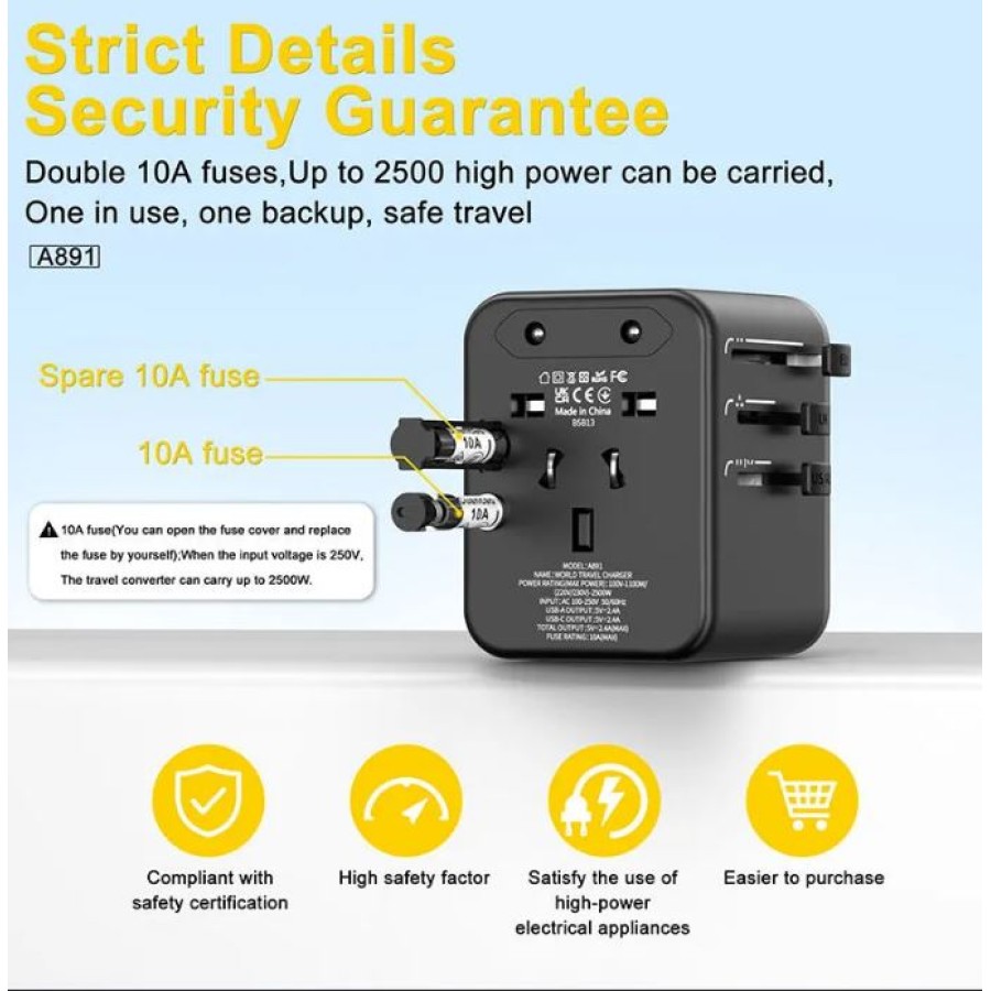 Aspor A891 2.4A Universal World Travel Charger