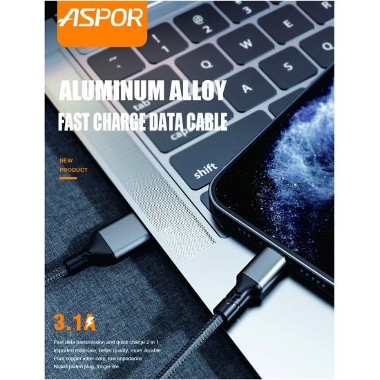 ASPOR AC26 3.1A Fast Charge, Data & Lightning Charging - 1M