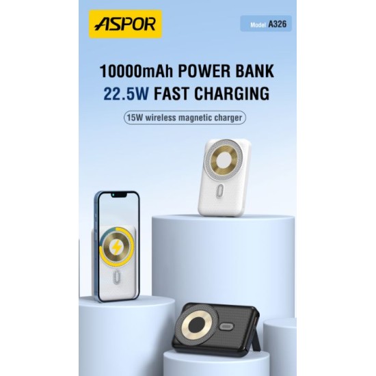 ASPOR A326 Magnetic Wireless Power Bank 10000 Mah