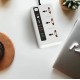 ASPOR A503 8 in 1 2500W Power Strip with Three Triple Sockets and Five USB Ports