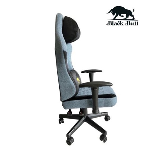 Black Bull Gaming Chair With Molded Headrest Up & Down - Fabric , Black/Blue by Black Bull