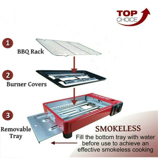 Portable Stainless Steel Smokeless BBQ Multi-function Grill Gas Stove