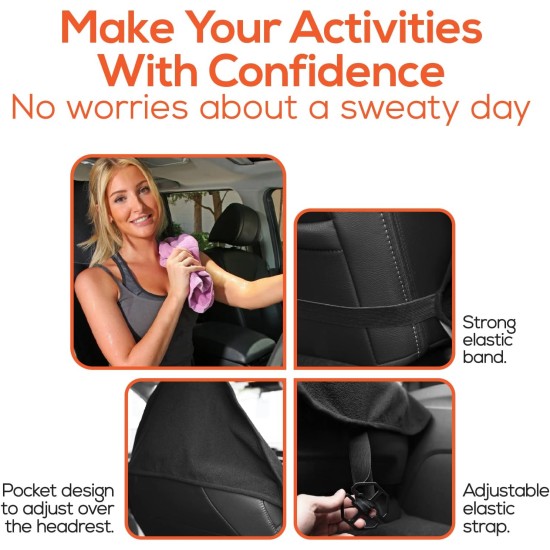 Waterproof Sweat Towel Car Seat Cover - Black