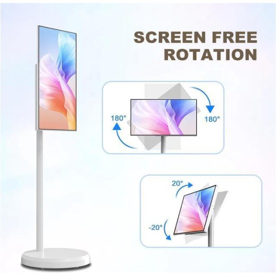 Portable Smart Screen with In-Cell Touch – 6GB RAM/ 64GB Storage/21.5 Inch Full HD / 360° Rotation Stand/ Movable LCD Monitor with Remote