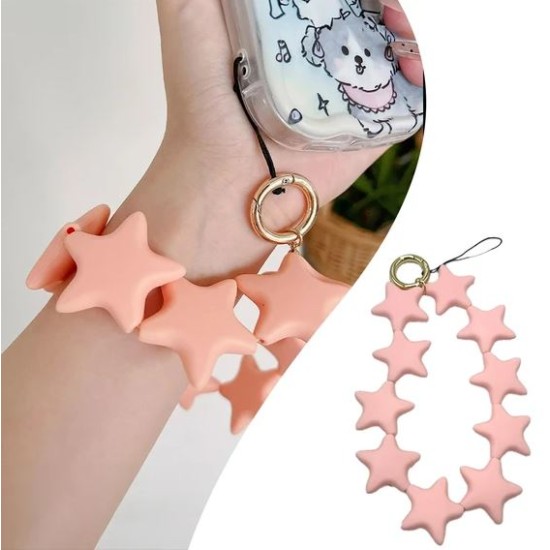 Star Shaped Phone Holder Strap Keychain - Soft Pink