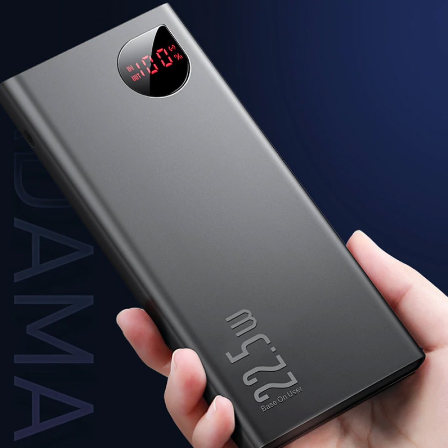 Baseus Power Bank Adaman 22.5w 20000Mah Metal Digital Display Quick Charge Power Bank