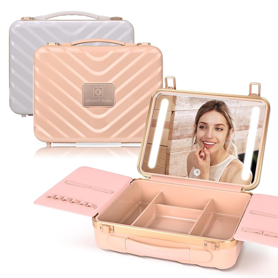 Portable LED Mirror Makeup Bag – Cosmetic Travel Organizer Portable LED Mirror Makeup Bag – Cosmetic Travel Organizer