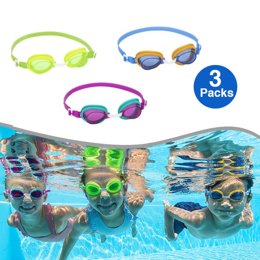 Bestway Aqua Burst Essential Swimming 3-Pack Goggles, Assorted - 21074 ( Age 3+)