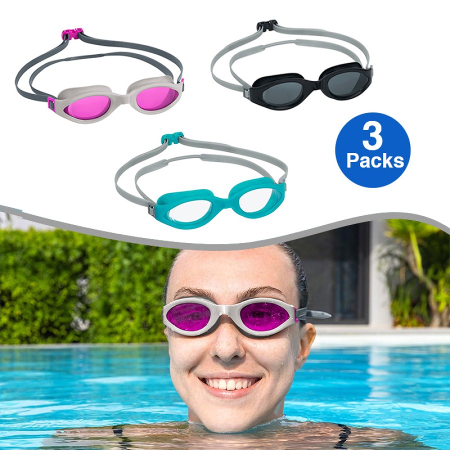Bestway Accelera Swimming 3-Pack Goggles, Assorted - 21095 (Age 14+) Bestway Accelera Swimming 3-Pack Goggles, Assorted - 21095 (Age 14+)