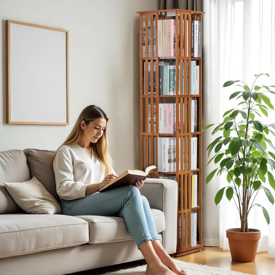 6-Tier Floorstanding Corner Bookcase