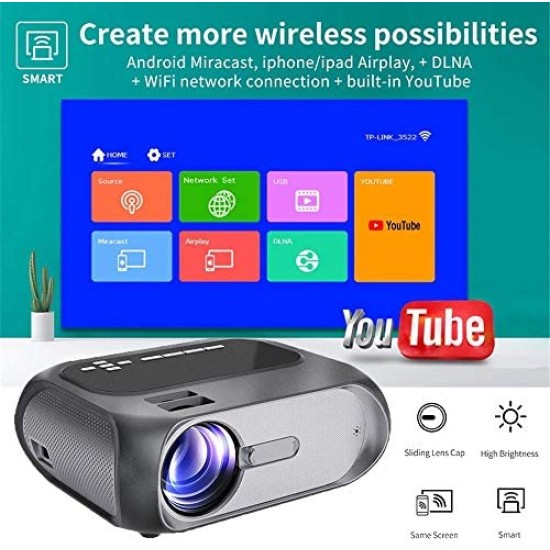 Borrego T7 Smart WIFI Full HD Projector 1080p 200ANSI LCD Projector USB HDMI for Cinema LED Projector
