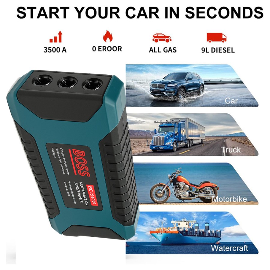 BOSS Car Jumper + PowerBank with Flashlight and USB Charger