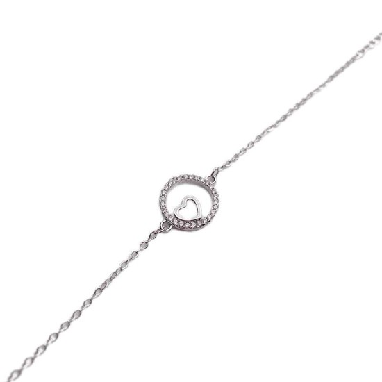 Jewellery Heart Chain Bracelet Silver tone