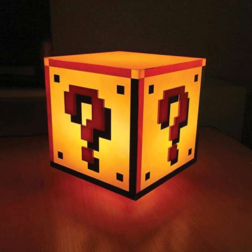 Paladone Super Mario Bros Question Block Night Light Table Lamp