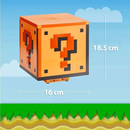 Paladone Super Mario Bros Question Block Night Light Table Lamp