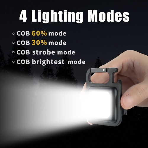 Mini COB LED Flashlight Keychain Rechargeable