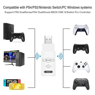 Connectique et chargeur console Nintendo Convertisseur Adaptateur Coov DS50  Bluetooth de manette de jeu sans fil Contrôleur PS5 vers PS4 / Switch / PC  - blanc