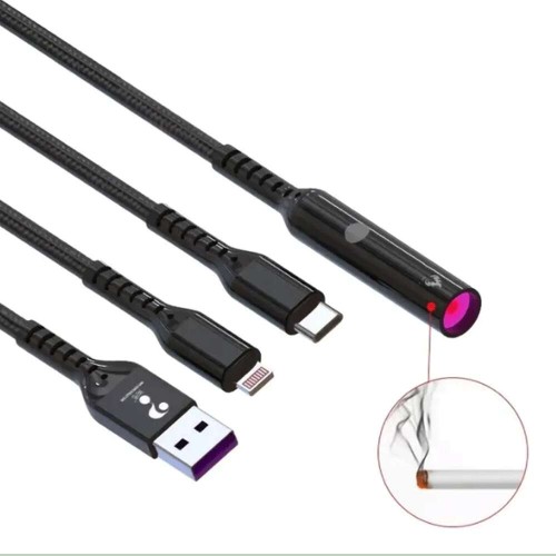 3 In 1 USB Cable With Vehicle Cigarette Lighter,