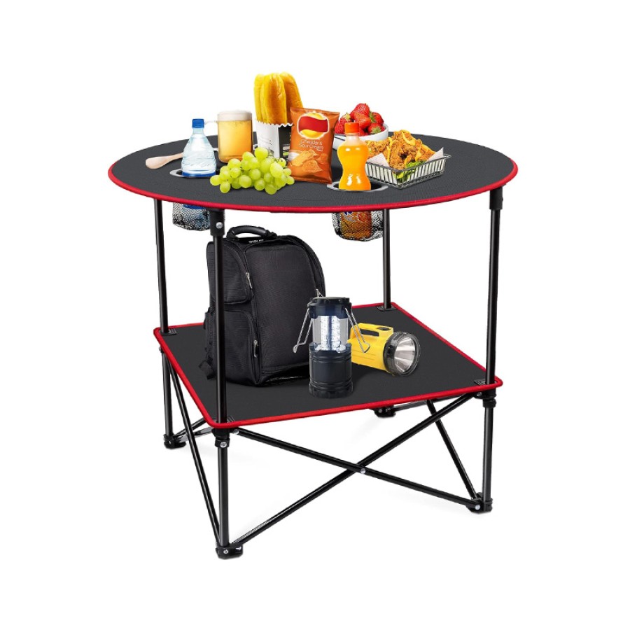 Canvas Folding Camping Table for Trips with 4 Cup Holders