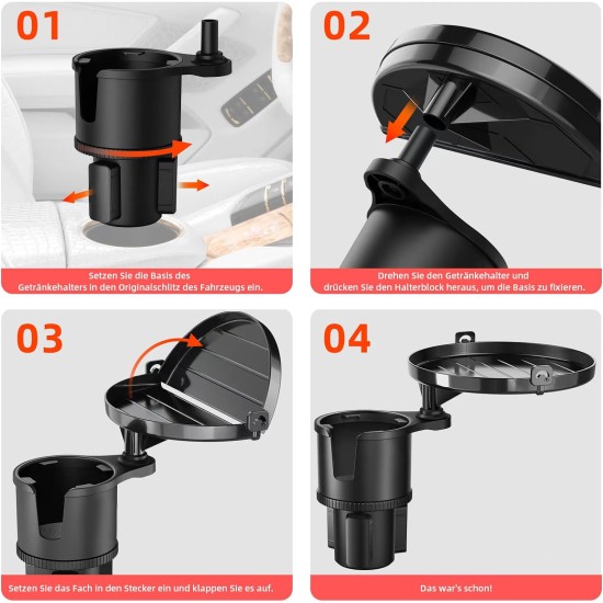 Car Drink Holder Cup Holder with Adjustable Base and 360° Rotating