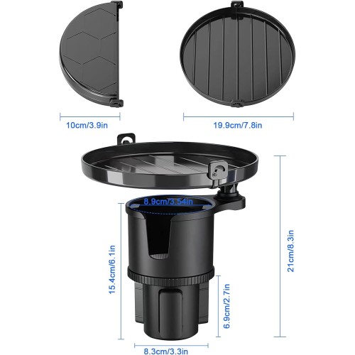 Car  Cup Holder Tray Drink Holder with Adjustable Base and 360° Rotating