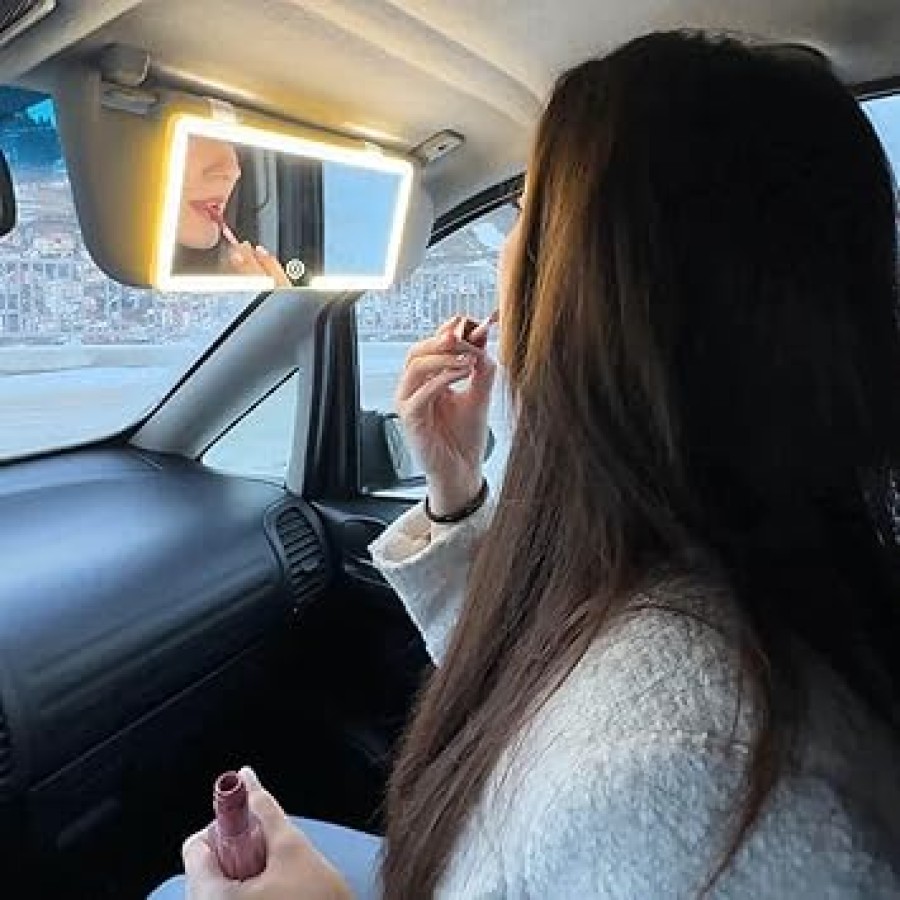 Car Vanity Makeup Mirror LED Light Rechargable