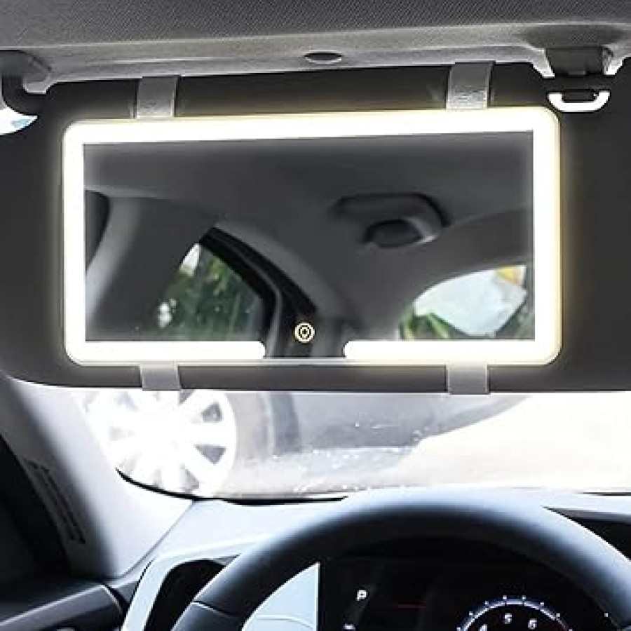 Car Vanity Makeup Mirror LED Light Rechargable