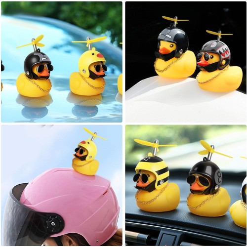 Rubber Duck Toy Car Bees Helmet Car Dashboard