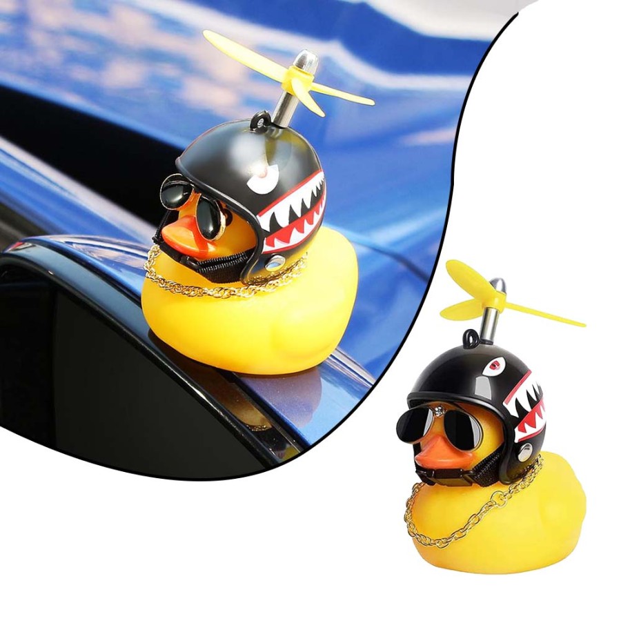 Rubber Duck Toy Car Shark Helmet Car Dashboard